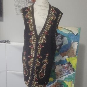 Maggie Barnes Black and Gold Vest